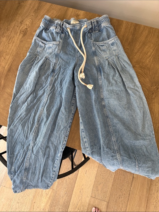 We The Free Denim - We The Free Faded Blue Denim Joggers with Rope Drawstring